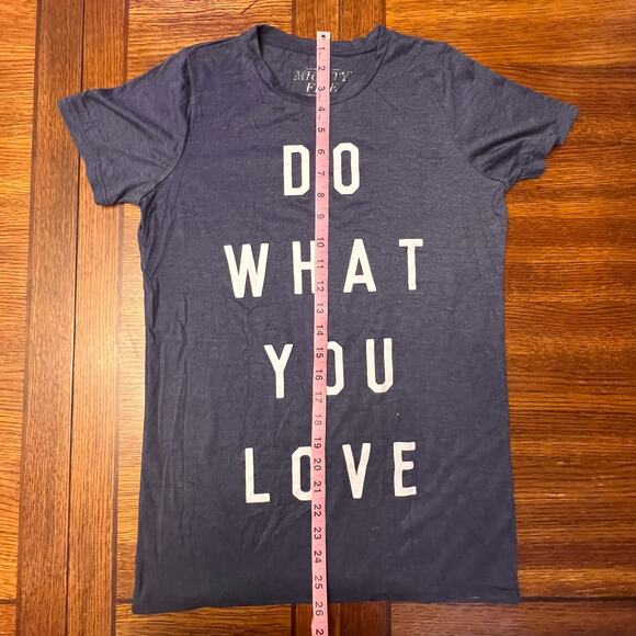 Do What You Love Love What You Do Short Sleeve Shirt Crew Neck Top XS Blue White - Picture 7 of 7